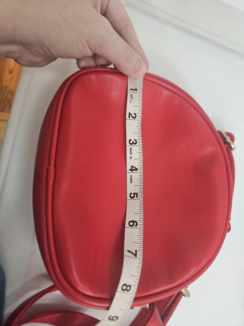 Beibaobao Red Faux Leather Crossbody Bag With Furry Cat Motif